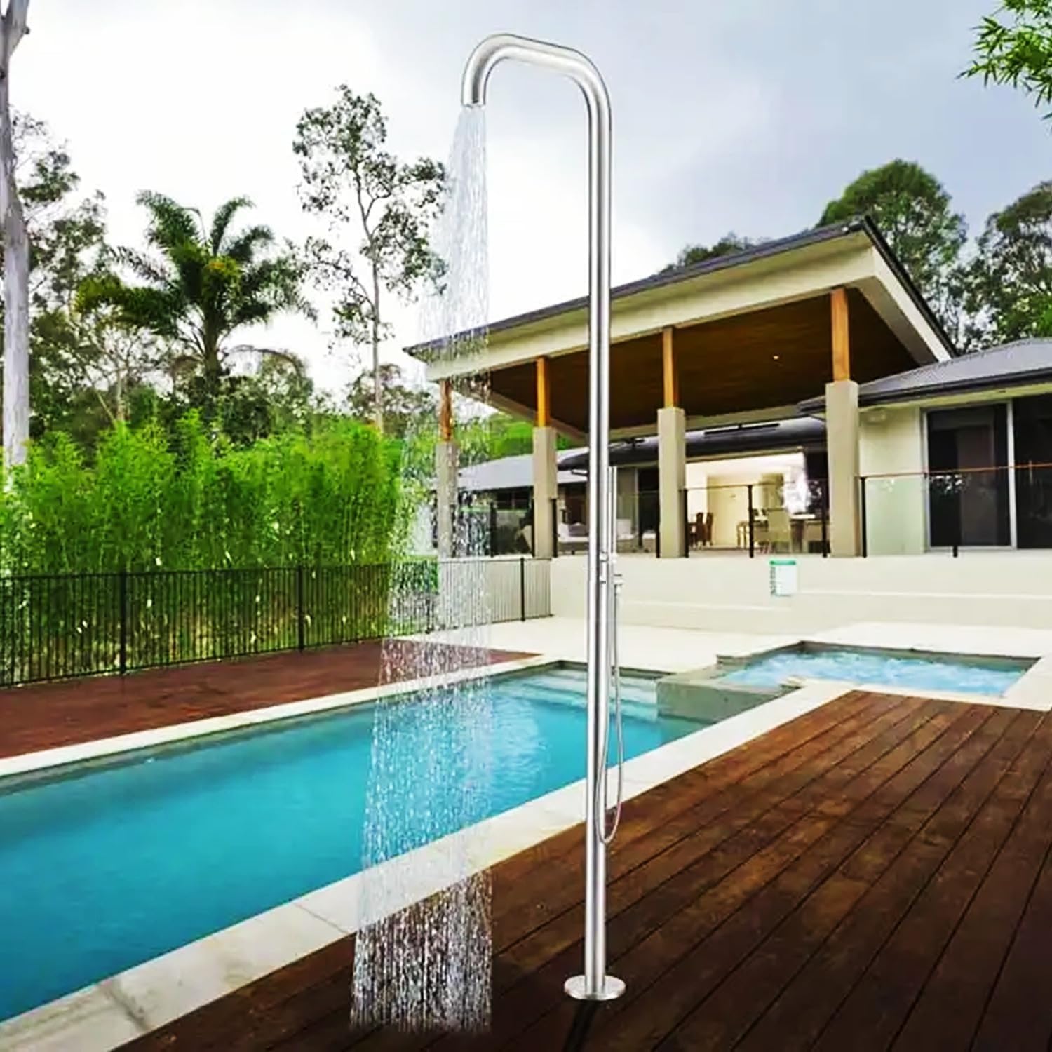 YAOJIA duchas Piscinas Exterior Ducha Solar Al Aire Libre con Ducha De Lluvia Y Cabezal De Ducha De Mano, 220 Cm De Altura, Sistemas De Molduras De Bañera Y Ducha For Patio Trasero, Playa, SPA