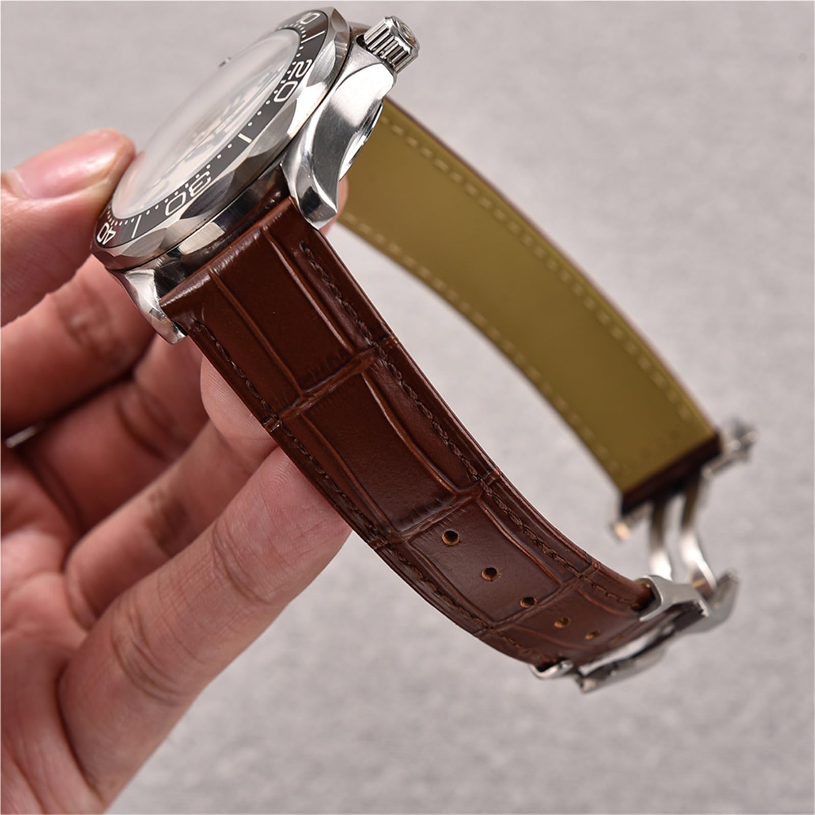 Correa de reloj de piel auténtica con cierre de acero de 19 mm, 20 mm, 21 mm, 22 mm para 007 y AT150