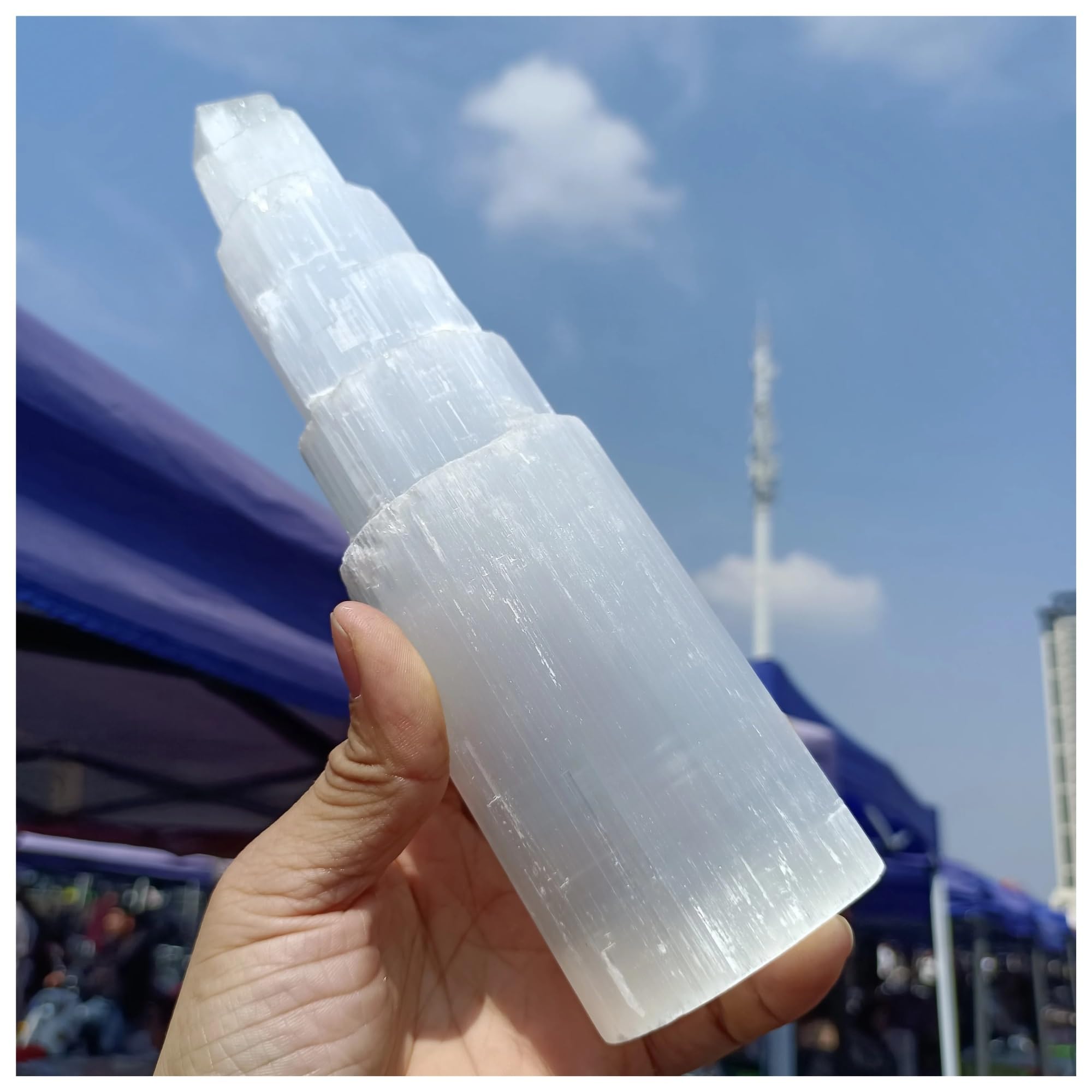 AARTERZZA 1pcs 28-30cm Selenite Tower, White Selenium Gypsum Crystal