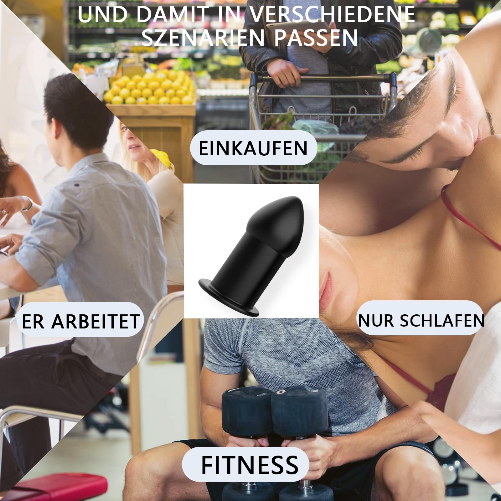 AMAZBEE Plug anale 5 set Butt Plug Plugs anale in silicone vibratore Plug anale dilatatore anale cavo Buttpluck anale Bondage Sex Toy Kit per le donne, coppie, uomini (5 pcs-Black)