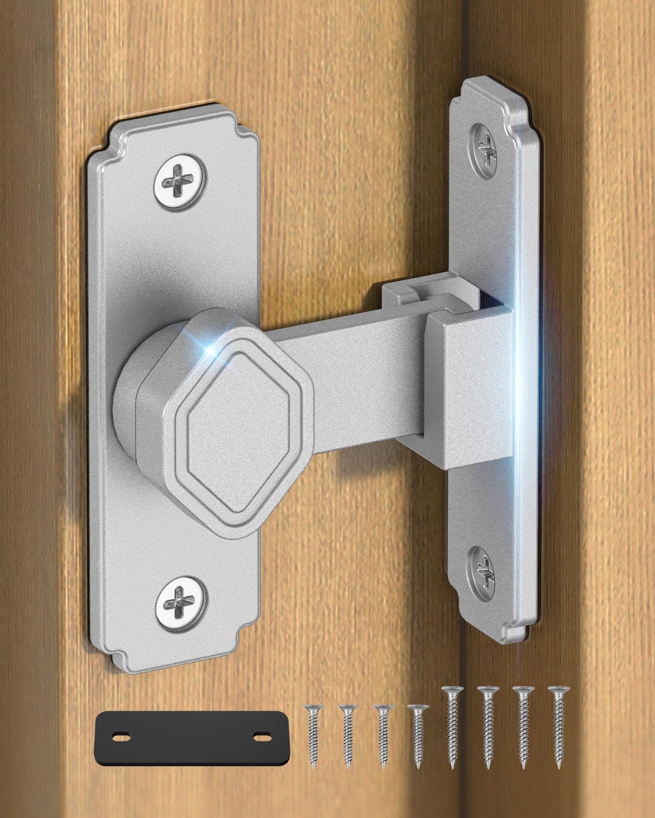 MeBantoo 90 Degree Barn Door Latch with Thickened Spacer for Barn, Cabinet