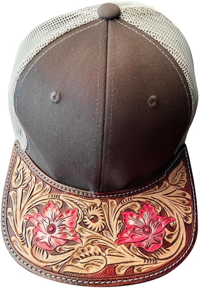 American Darling Men/Women Adjustable Cap With Leather On Visor Brown | Vintage