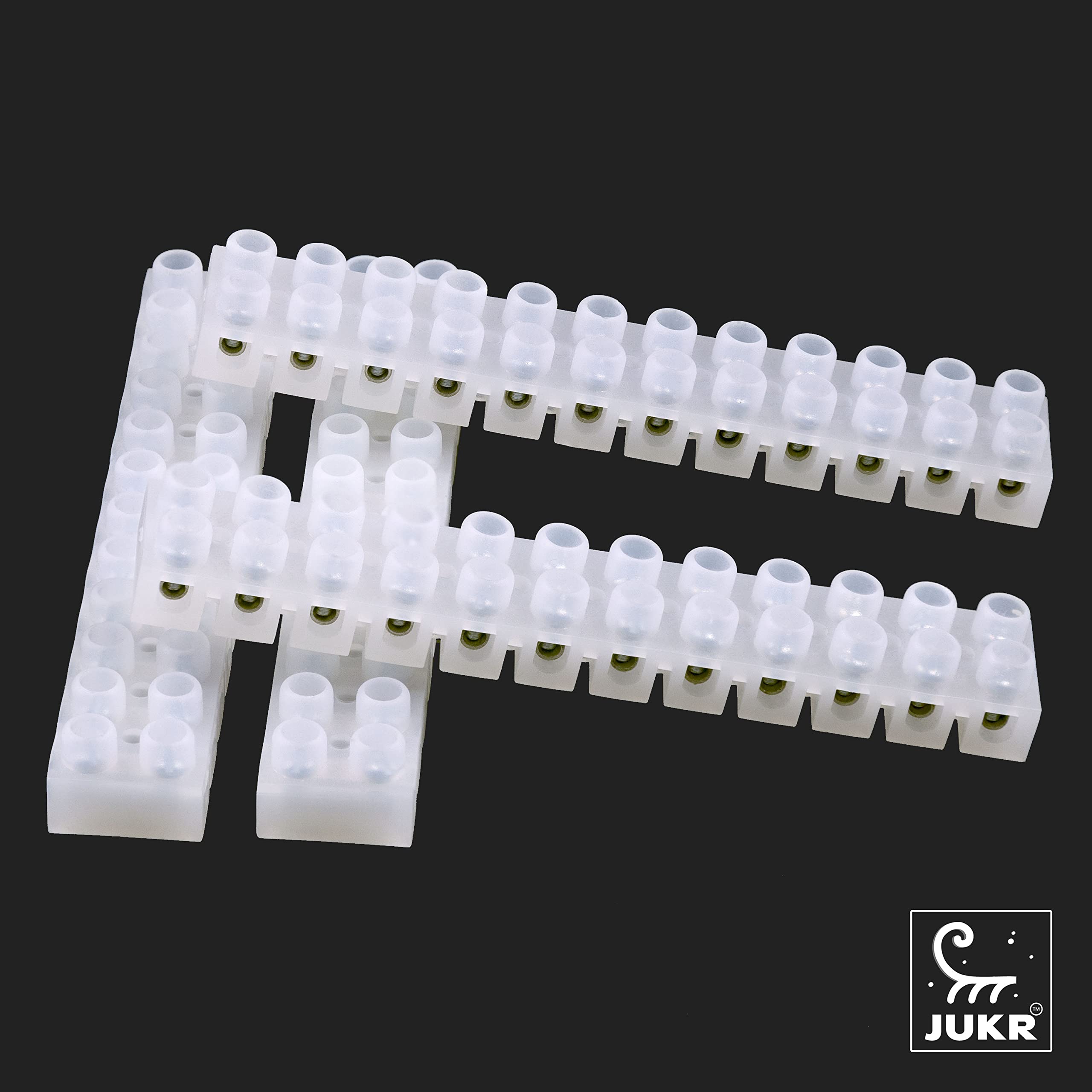 JUKR 12 Way Terminal Connector Block For Electronic Circuits, Industrial Electrical Strip Wiring, DIY College Projects, Home Lighting Electrical Strip PVC Terminal Connector (6 Amps - Pack of 4) 1