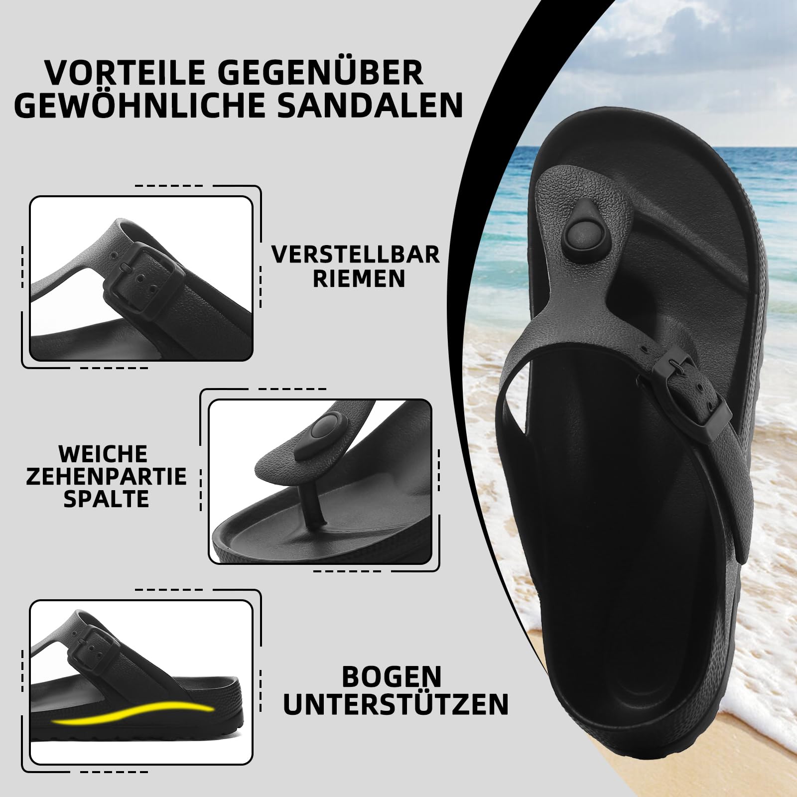 YUHITYGZGS Pantofole Donna Uomo, Flip Flop Estive Da Spiaggia Casa Ciabatte Sportivi Ortopediche Sandalo Giardini Trekking Sandali Morbide Eva Foam Slides Comode Platform Slippers Mules