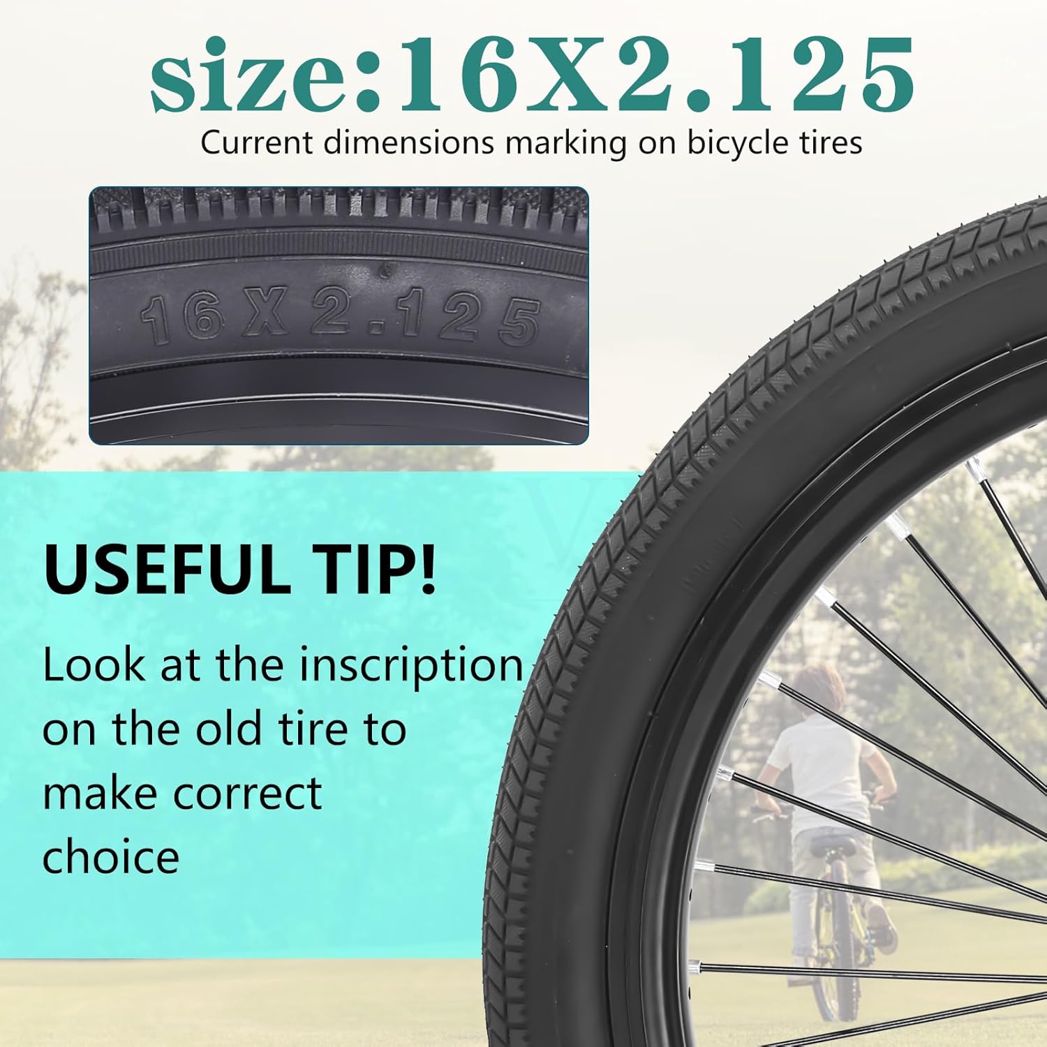 2 Pack 12 1/2 X 2 1/4(12.5x2.25) 14/16/20 x 2.125 Bike tire 12.5/14/16/20 Inch Bike tire Kids Folding Replacement Bicycle Tires Fits Most Kids Bikes and BMX Tires