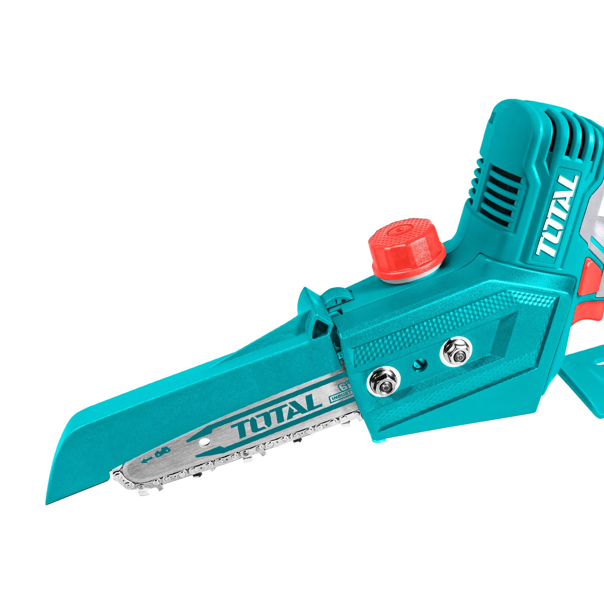 TOTAL - Sierra Mini de Cadena a Batería P20S de 20 V - Motor Brushless - Inalámbrica - Herramienta para Cortar Madera - Para Jardinería - Incluye Espada y Cadena