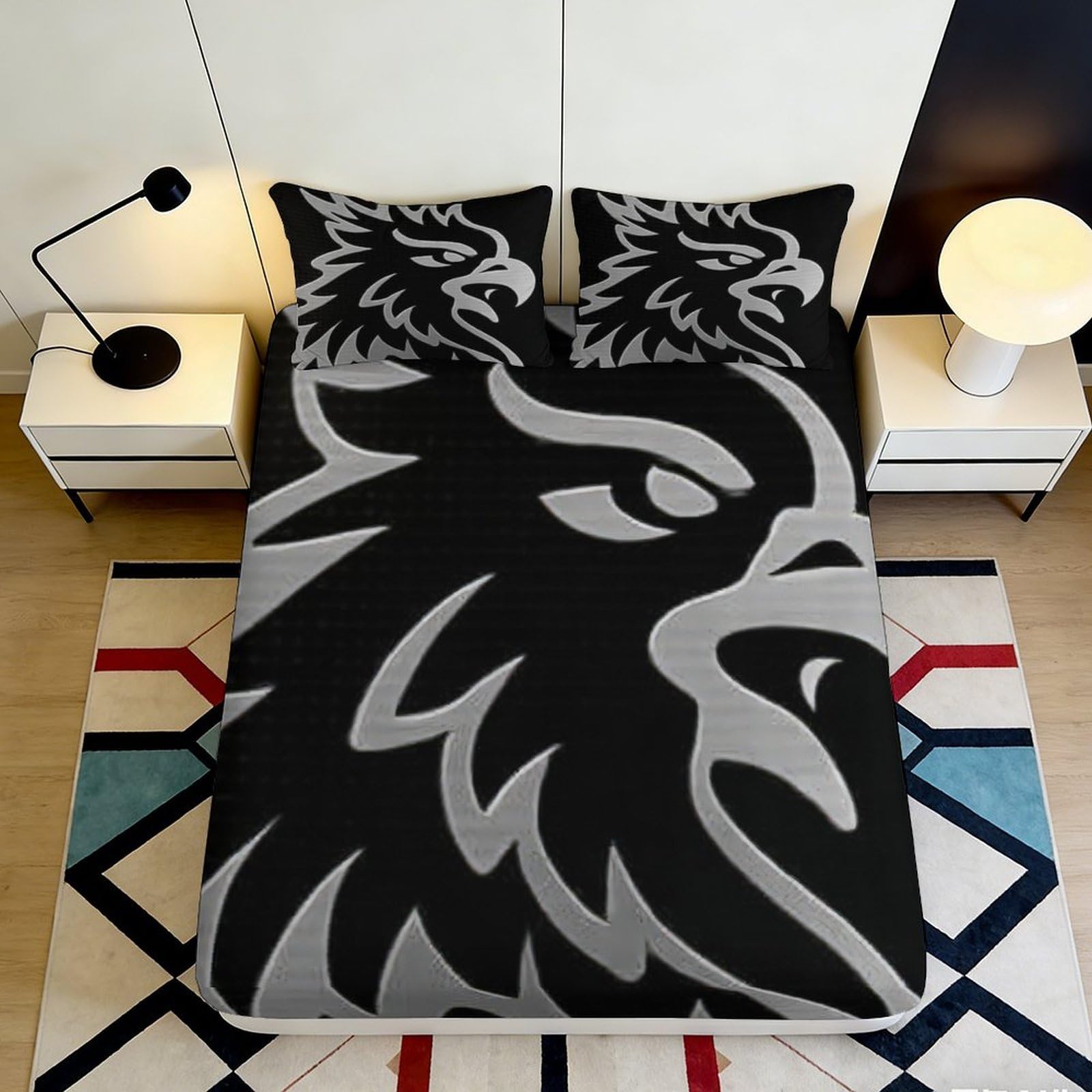 3D Printed Wolf Fitted Sheet Microfiber Deep Pocket Non-Slip Bedroom Bedding Wolf Mattress Fitted Cover, Washable for Adults Teens 90x200x25cm