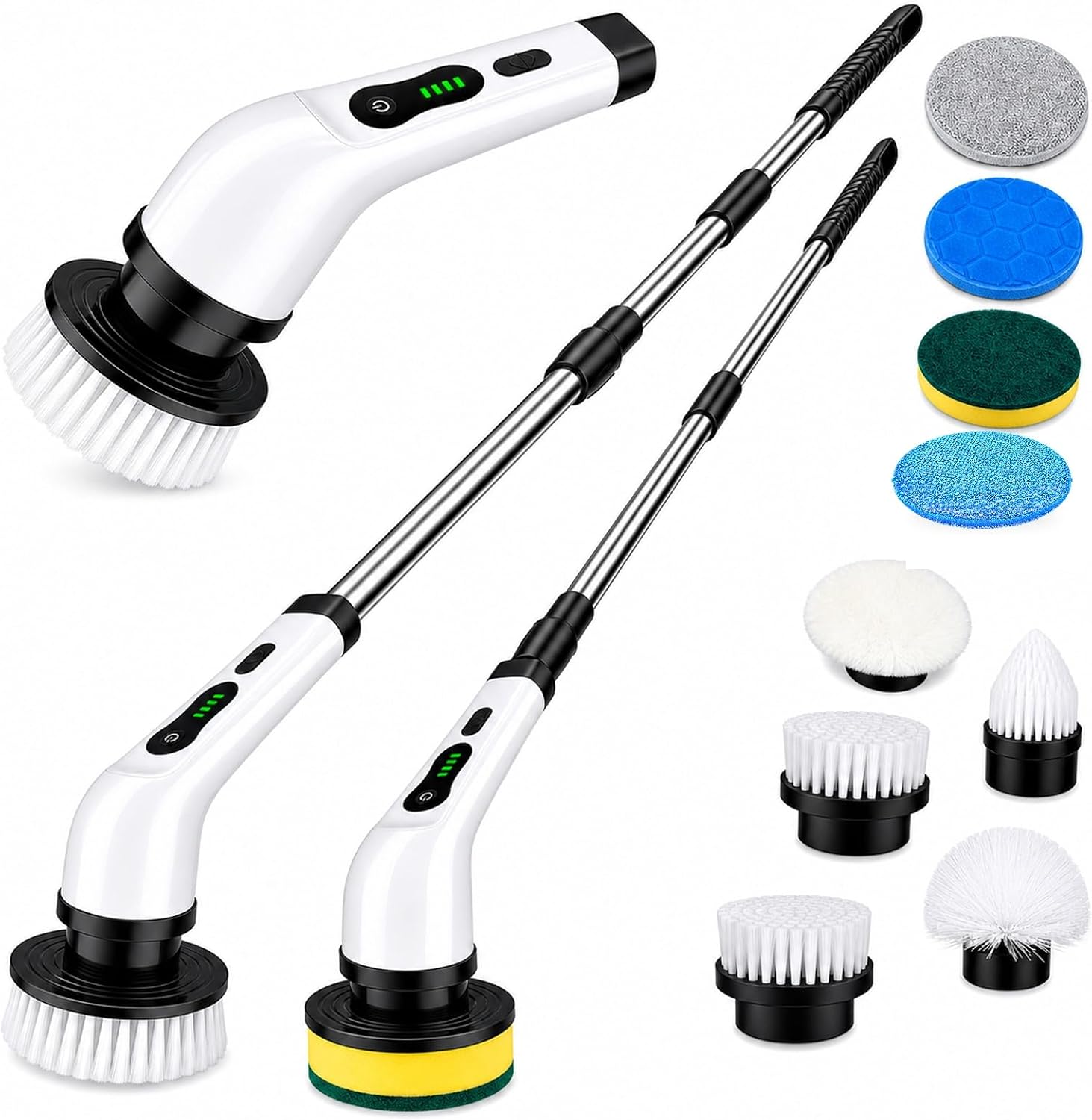Electric Spin Scrubber, Cordless Cleaning Brush Scrubber with 9 Replaceable Brush Heads-3 Adjustable Size, 2 Speeds for Bathroom Bathtub Kitchen Tile Floors