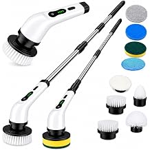 Electric Spin Scrubber, Cordless Cleaning Brush Scrubber with 9 Replaceable Brush Heads-3 Adjustable Size, 2 Speeds for Bathroom Bathtub Kitchen Tile Floors