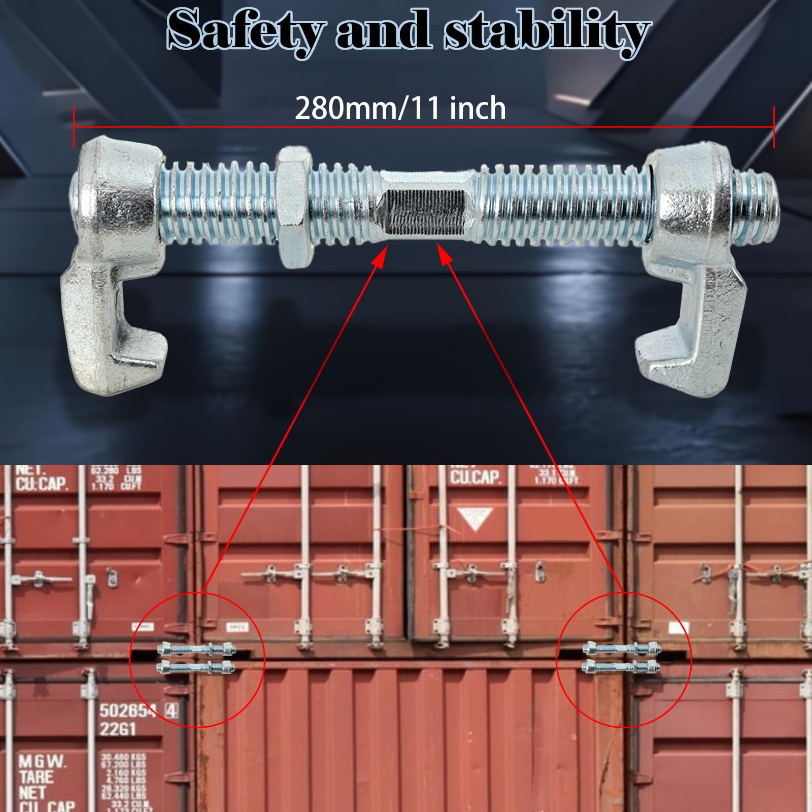 Juego de 4 Candados Twist Lock para Contenedores,Conexión Segura para Apilado, Transporte y Construcción con Contenedores,Abrazadera de tornillo para contenedor de envío de 280 mm