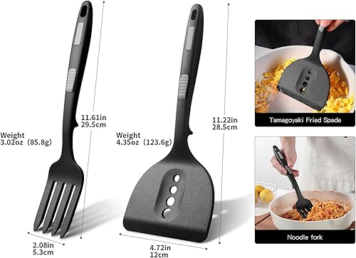 Miniatura 2 de Utensilios de cocina de silicona, 2 piezas, resistente al calor, juego de espátulas antiadherentes sin BPA, para panqueques, pasta, huevo,