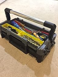 Olympia Tools 18" Plastic Cantilever Tool Box - Removable Bins, Waterproof, With Aluminum Handle