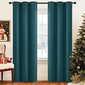Yakamok Blackout Curtains for Bedroom 2 Panels Set 84 Inch Length Thermal Insulated Room Darkening Dark Black Out Drapery Grommet Window Treatments Drapes for Living Room, 38x84, Dark Teal
