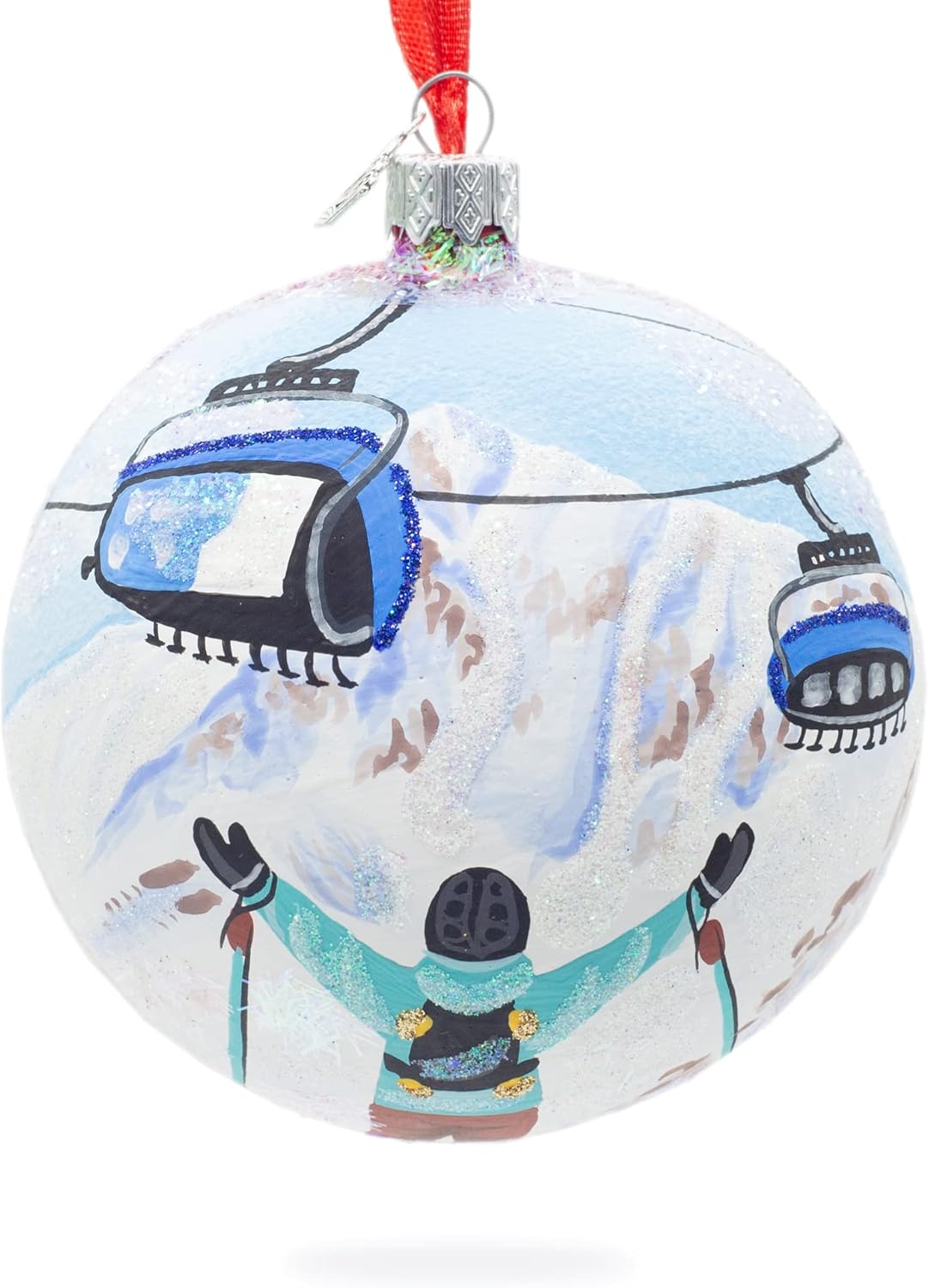 Big Sky Ski Resort, Montana, USA Glass Ball Christmas Ornament 4 Inches - Image 8