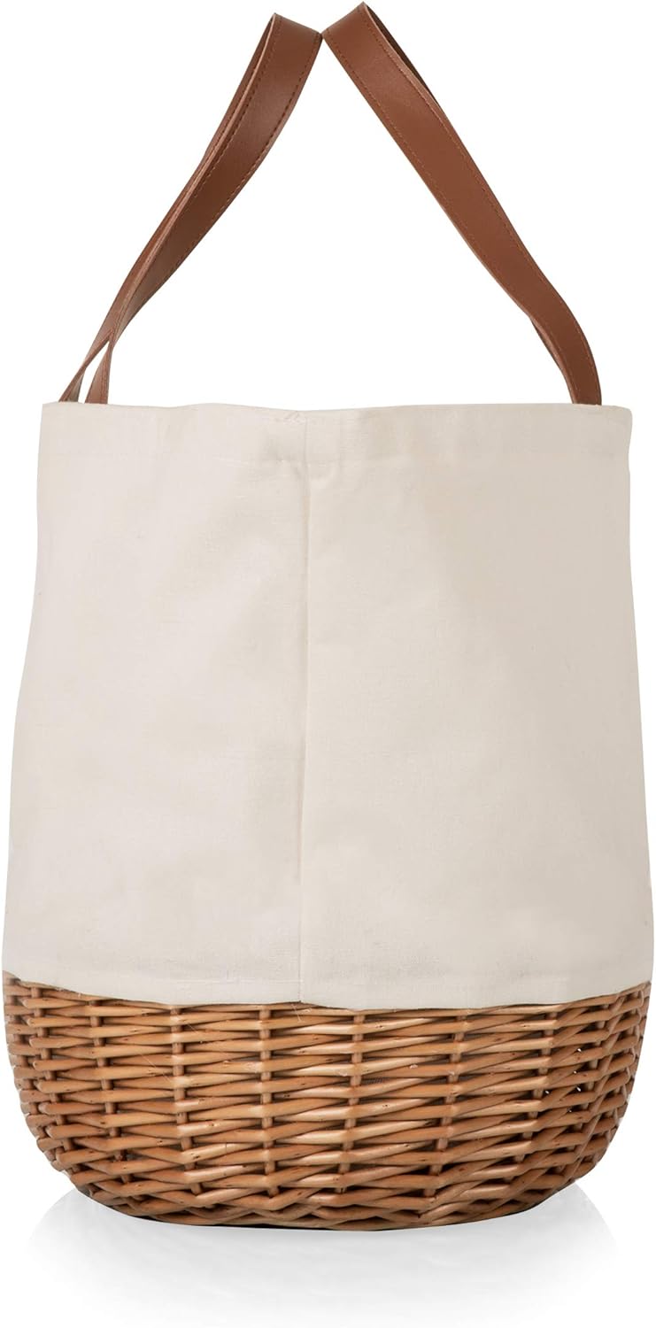 PICNIC TIME - Promenade Picnic Basket for 2 - Picnic Set with Canvas Tote Bag, (Beige Canvas) : Patio, Lawn & Garden