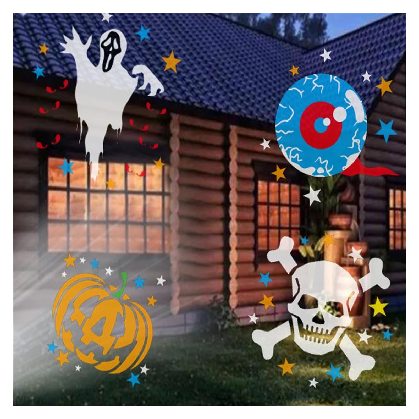 Lumières du projecteur Projecteur LED étanche à 4 Motifs for Halloween, noël, extérieur, Flocon de Neige Mobile, lumière de scène for fête, décorat du Nouvel an