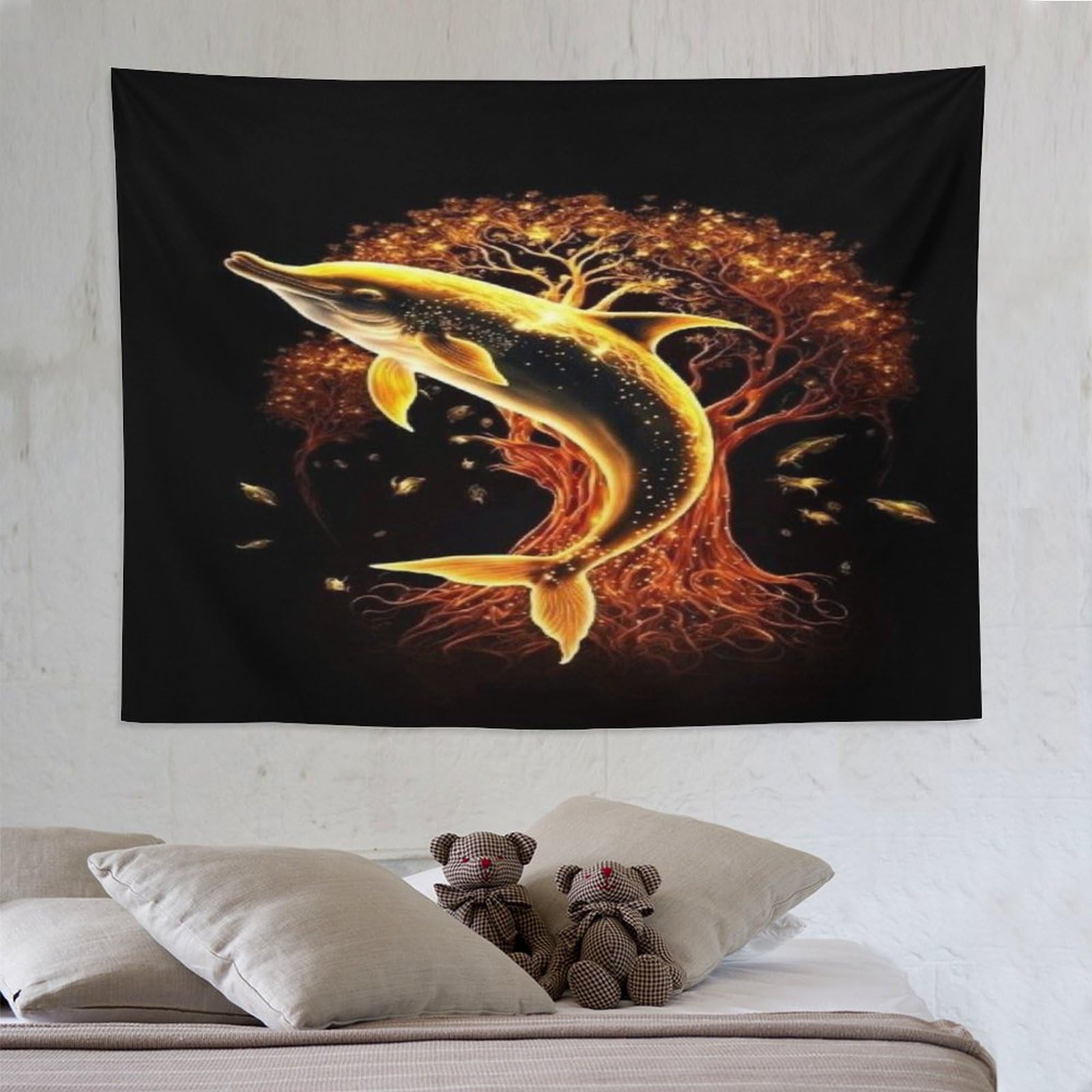 Tenture en polyester dauphin PAZZK pour cacher un mur blanc de dortoir - 8