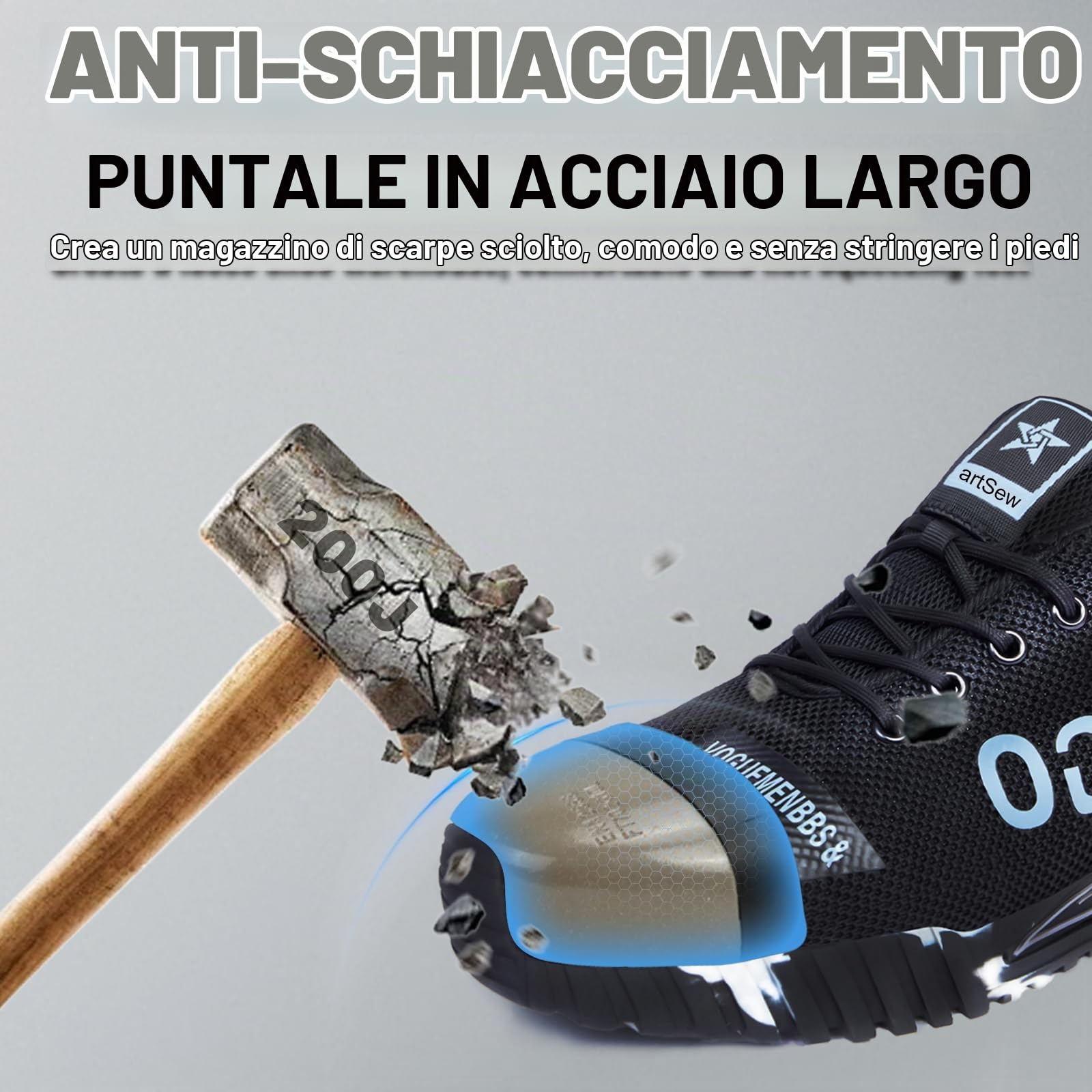 Scarpe Antinfortunistiche Uomo Donna - Punta in Acciaio, Protezione Antiforatura, Scarpe da Lavoro Leggere Comfortevoli Antiscivolo, per Cantieri Industria E Trasporti