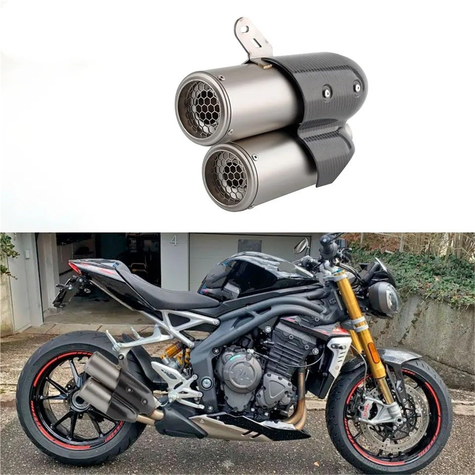 Silenziatori terminali moto Per Triumph Speed ​​Triple 1200 RS/RR 2021 2022 2023 2024 Moto Sistema Scarico Marmitta Con Copertura In Fibra Carbonio(A2)