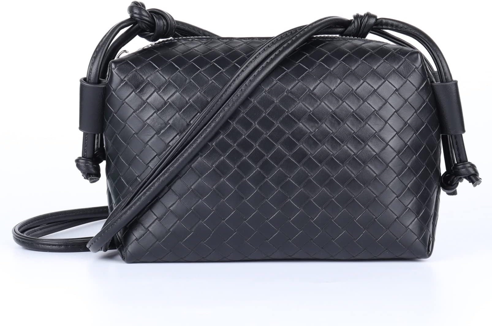 HTPARY Woven Purse for Women,Small Crossbody Bag 20x13x7cm Zip Trendy Soft PU Purses,Adjustable Shoulder Straps