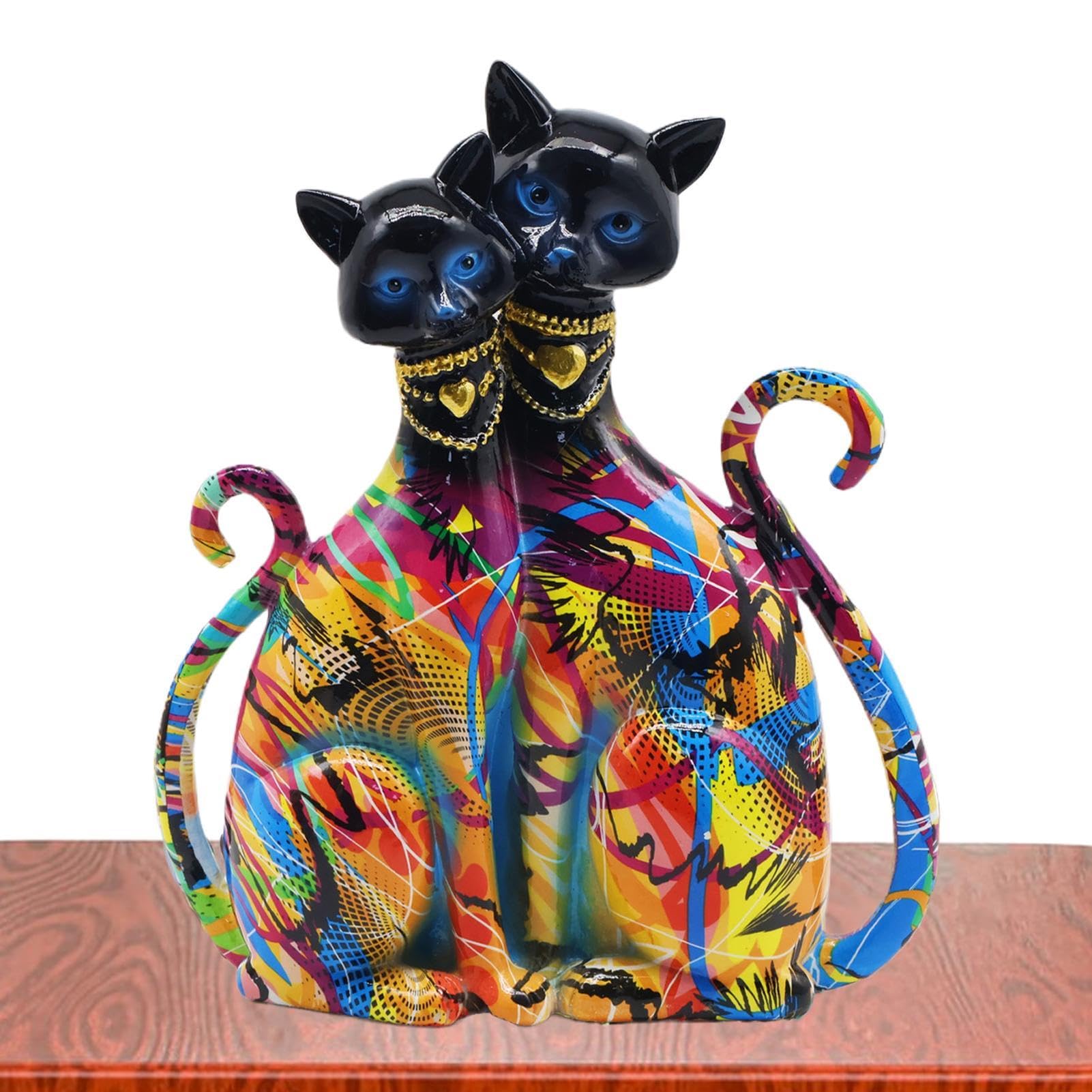Figura Colorida de Gato | Estatua de Gatito de Resina | Escultura