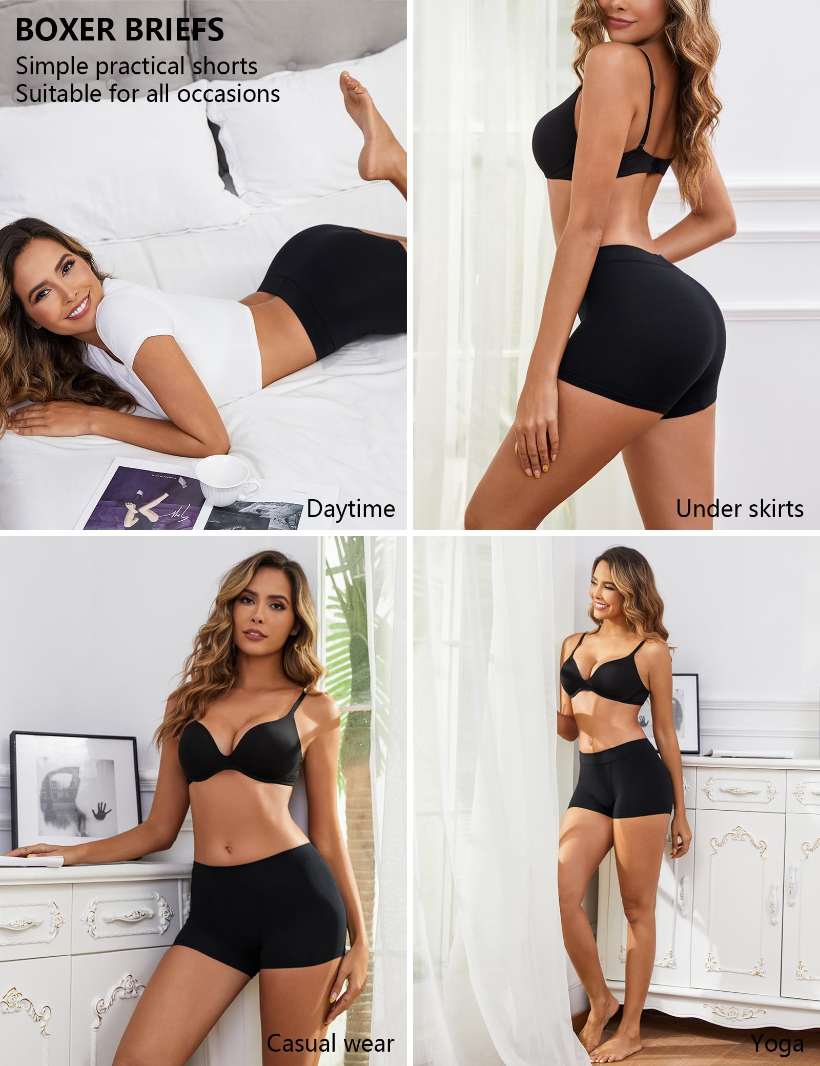 Bragas Mujer Algodón Pantalónes Cortos Elásticas Culotte Braguitas Boxer Mujer Algodon Cómodas Shorts Pack