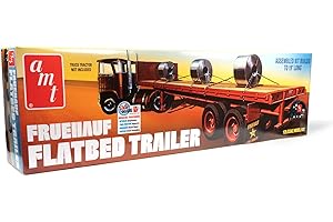 AMT Fruehauf Flatbed Trailer 1:25 Scale Model Kit - Toy Tractor Trailer Hauler
