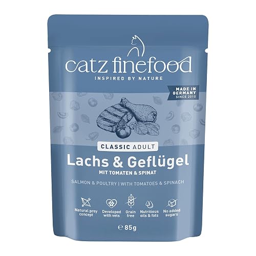 catz finefood Classic N° 5 - Comida húmeda para Gatos de salmón y Aves de Corral, Comida húmeda Gourmet…
