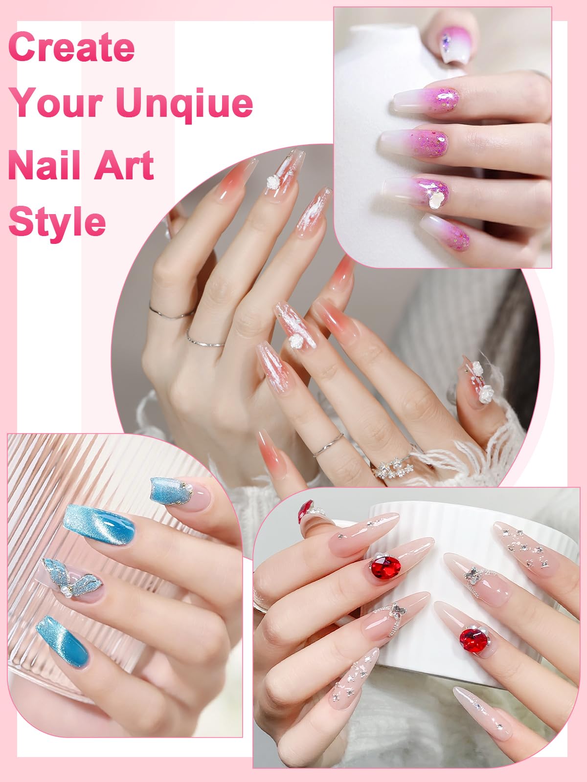 Yokilly Kit Ongle Gel UV Complet: Kit Ongle Manucure Avec 80W Lampe LED UV Electrique Ponceuse Pour Ongles Gel- Poudre Acrylique Pour Ongles