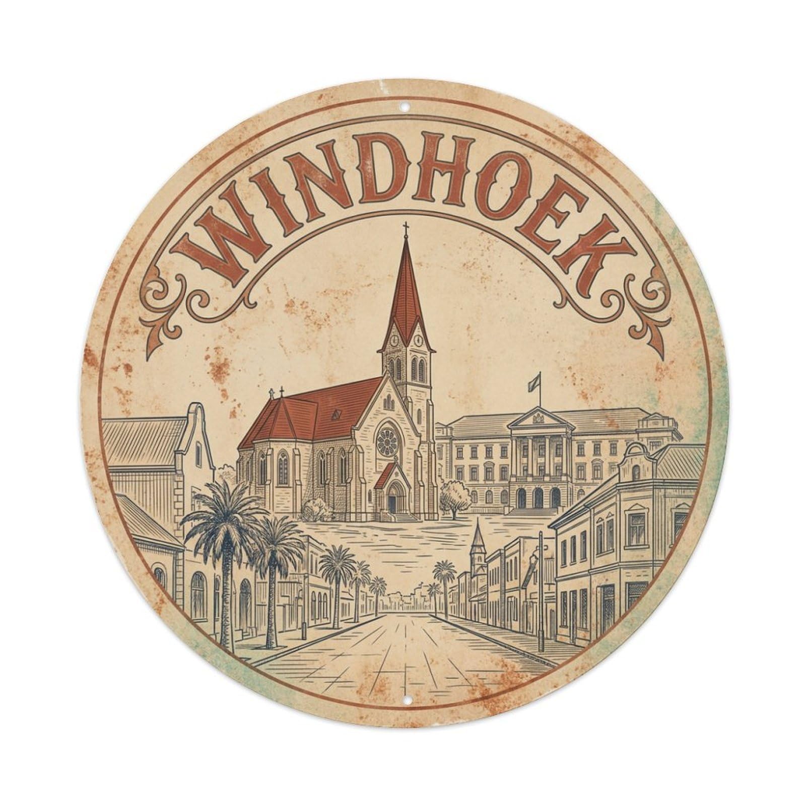 Vintage Travel Namibia Windhoek Metal Tin Sign