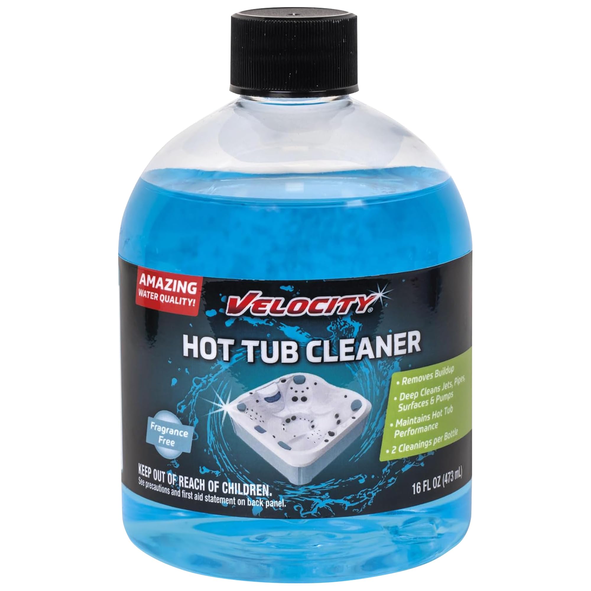Velocity Hot Tub Cleaner – 2 Uses Per Bottle. Spa Cleaner, Removes Buildup for Instant Clear Water