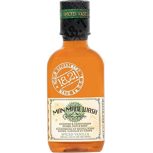 18.21 Man Made 3-in-1 Body Wash, Shampoo, & Conditioner for Men, All Hair & Skin Types, Strengthens and Moisturizes in a Manly Aroma, 3.4oz