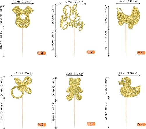 Miniatura 35 de 1 pieza de decoración de pastel Oh Baby Shower con purpurina para baby shower, bautismo, revelación de género de bebé, decoración de pastel