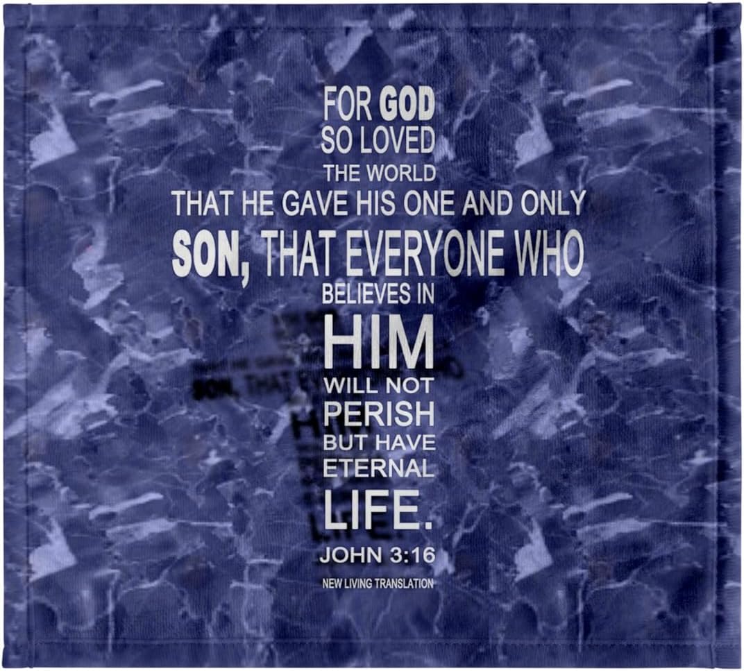 3dRose John 3 16 Bible Verse in the Form of a Cross Reflected on Blue Grey Granite Print 22x30 Bath Hand Pool Towel