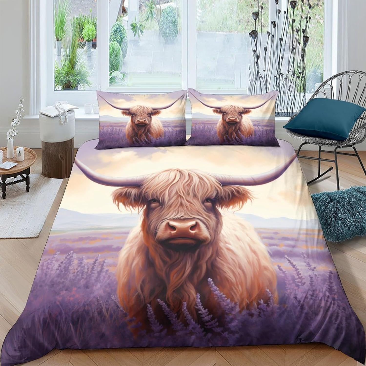 Parure de lit vache des Highlands pour une ambiance chalet rustique et cocooning