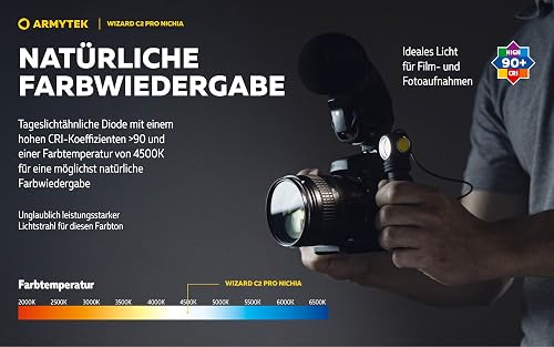 Armytek Wizard C2 Pro Nichia Magnet Warm LED Lampe portative avec support magnétique à batterie 1600 lm 4680 h 65 g F06801W - 7
