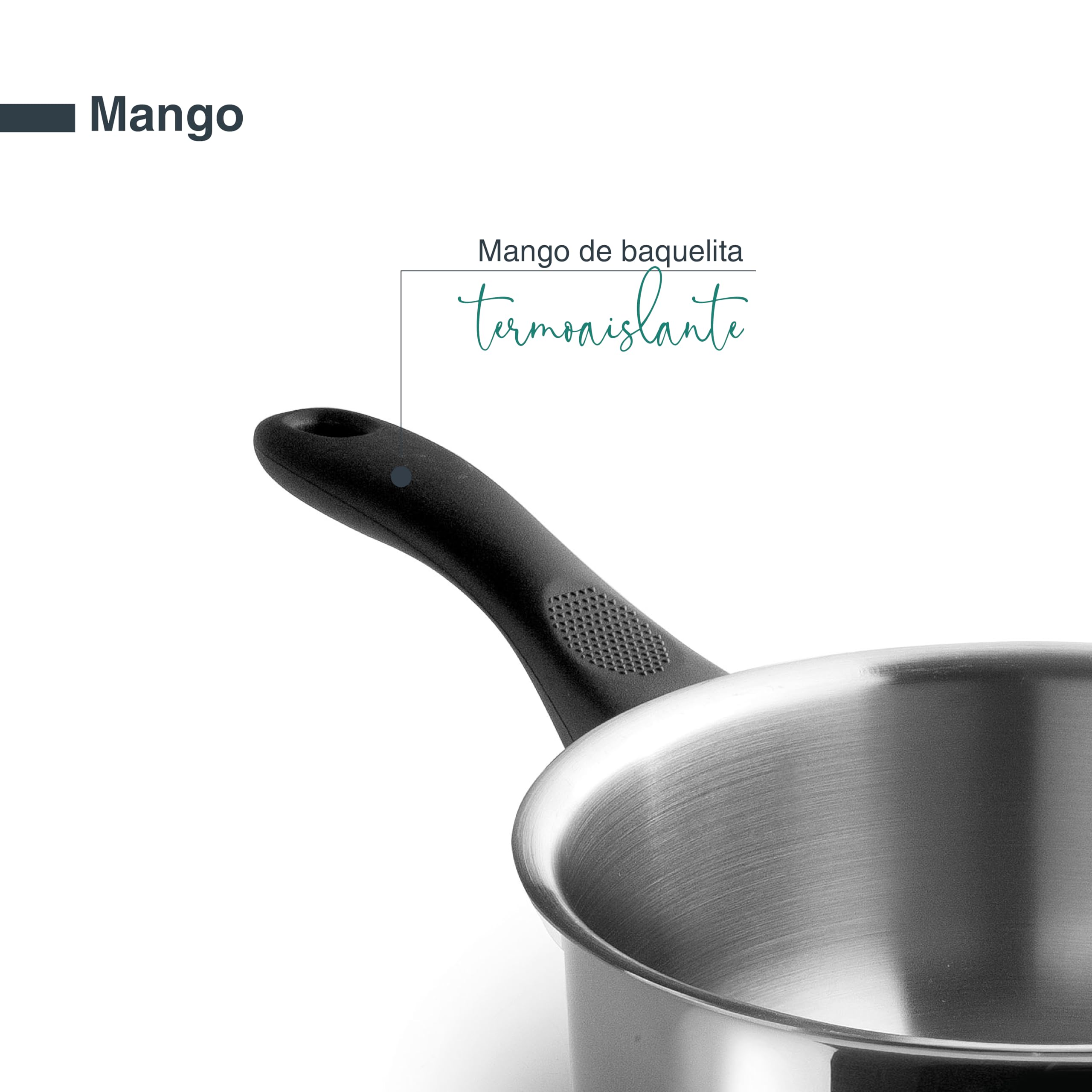 Lacor - 31320 - Cazo Recto Vertidor Garinox, Acero Inoxidable, Pico Vertidor, Mango Ergonómico de Baquelita, 2.5 Litros, Apto para Inducción, No apto para Horno, Apto para Lavavajillas, Ø20cm