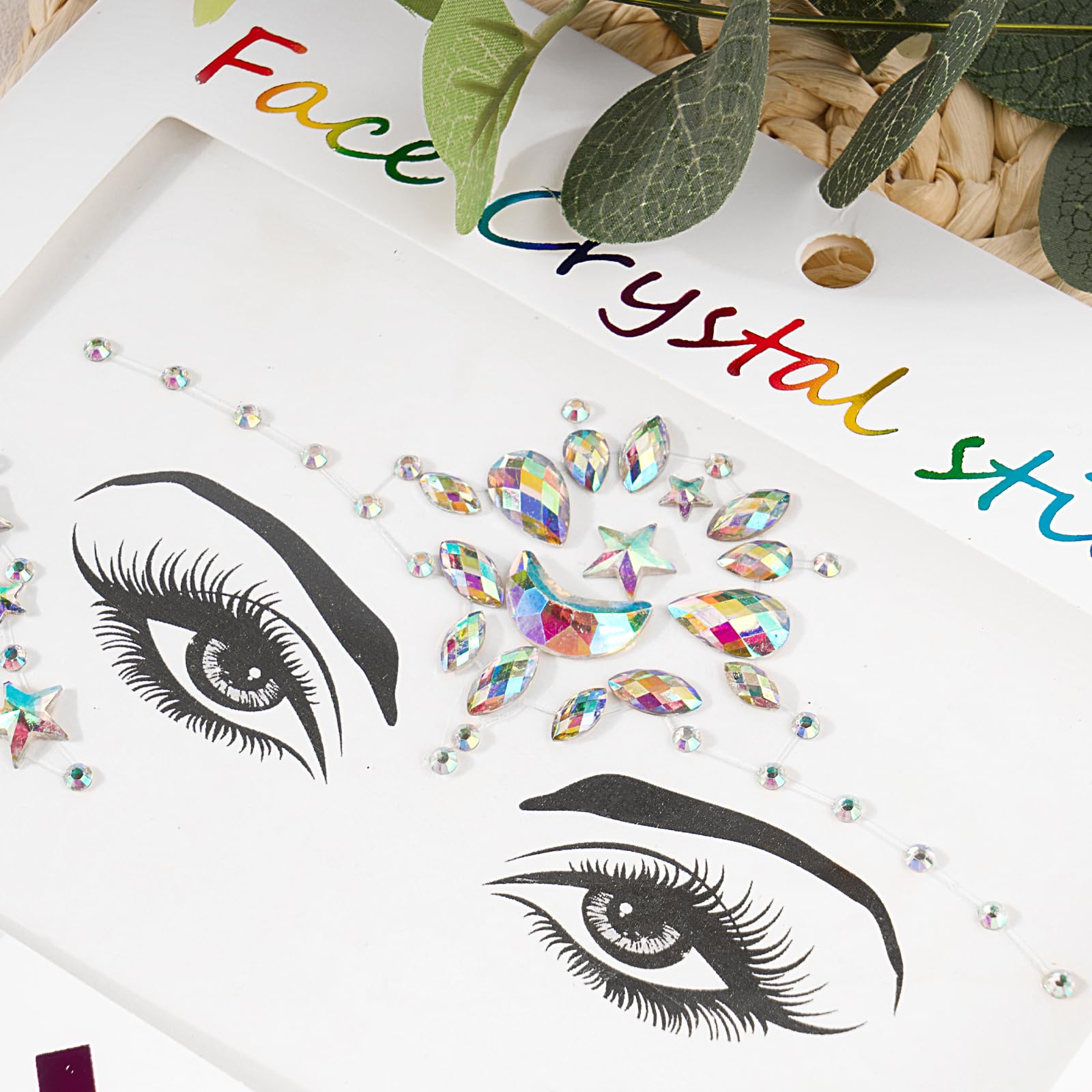 BOFUNX Sterne Mond Haarreif Silber Haarband Glitter Stirnband Glitzer Gesicht Sticker Strasssteine Gesicht Tattoos für Fasching Karneval Halloween Musikfestival Party