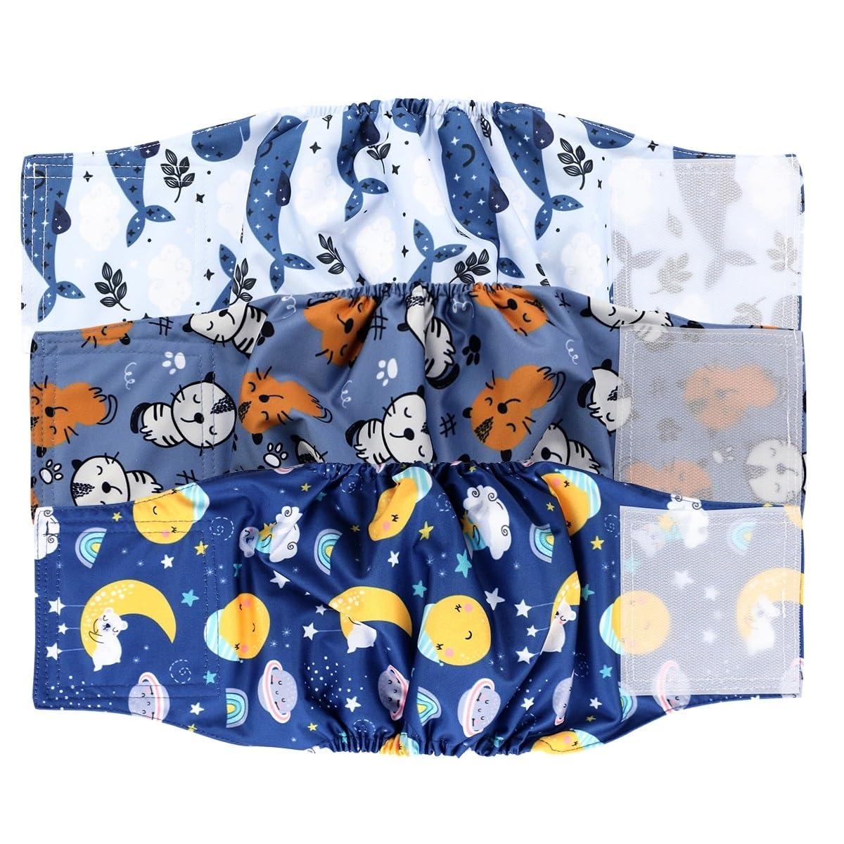 Hisprout Male Dog Diapers Reusable Washable Diaper Durable Absorbent Fabric Dog Diaper Pants(L,Good Night)