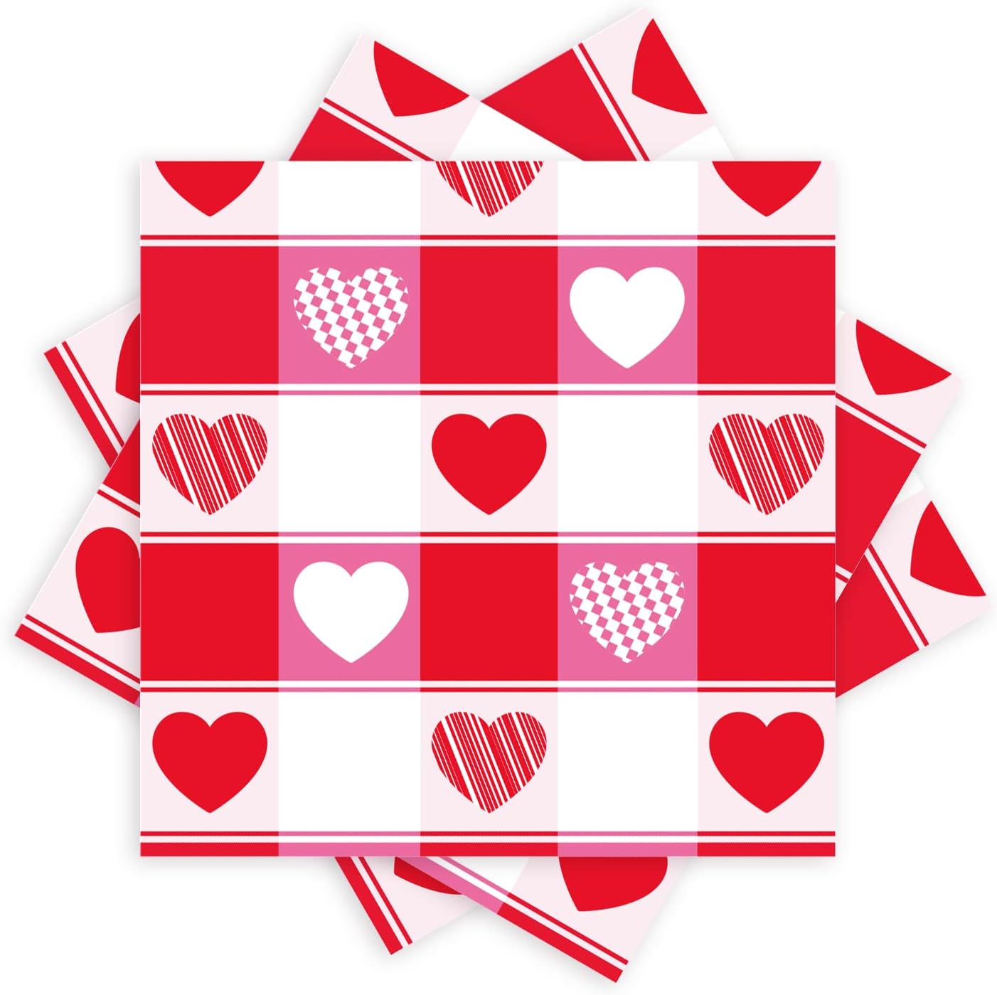 Quera 50 Pack Valentine'S Day Paper Napkins Love Heart
