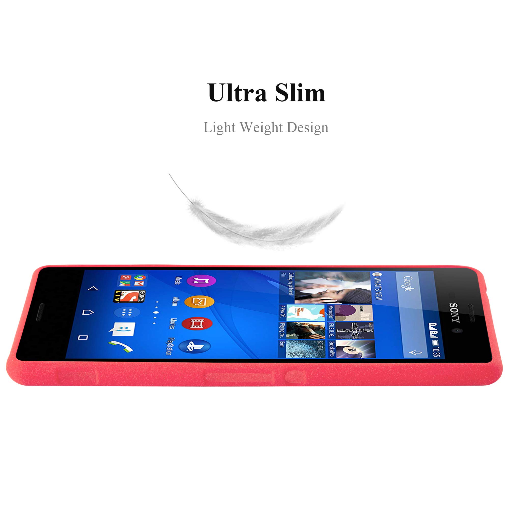Cadorabo Case Compatible with Sony Xperia M4 Aqua in Frost RED - Shockproof and Scratch Resistant TPU Silicone Cover - Ultra Slim Protective Gel Shell Bumper Back Skin