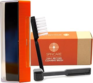 Brosse Vinyle & Nettoyeur de Stylus | Kit Nettoyage Vinyle 2 en 1 SPINCARE | Coussin Velours Doux | Brosse Stylus Fibre de Carbone | Couvercle Protecteur | Kit de nettoyage antistatique compact 2 en 1