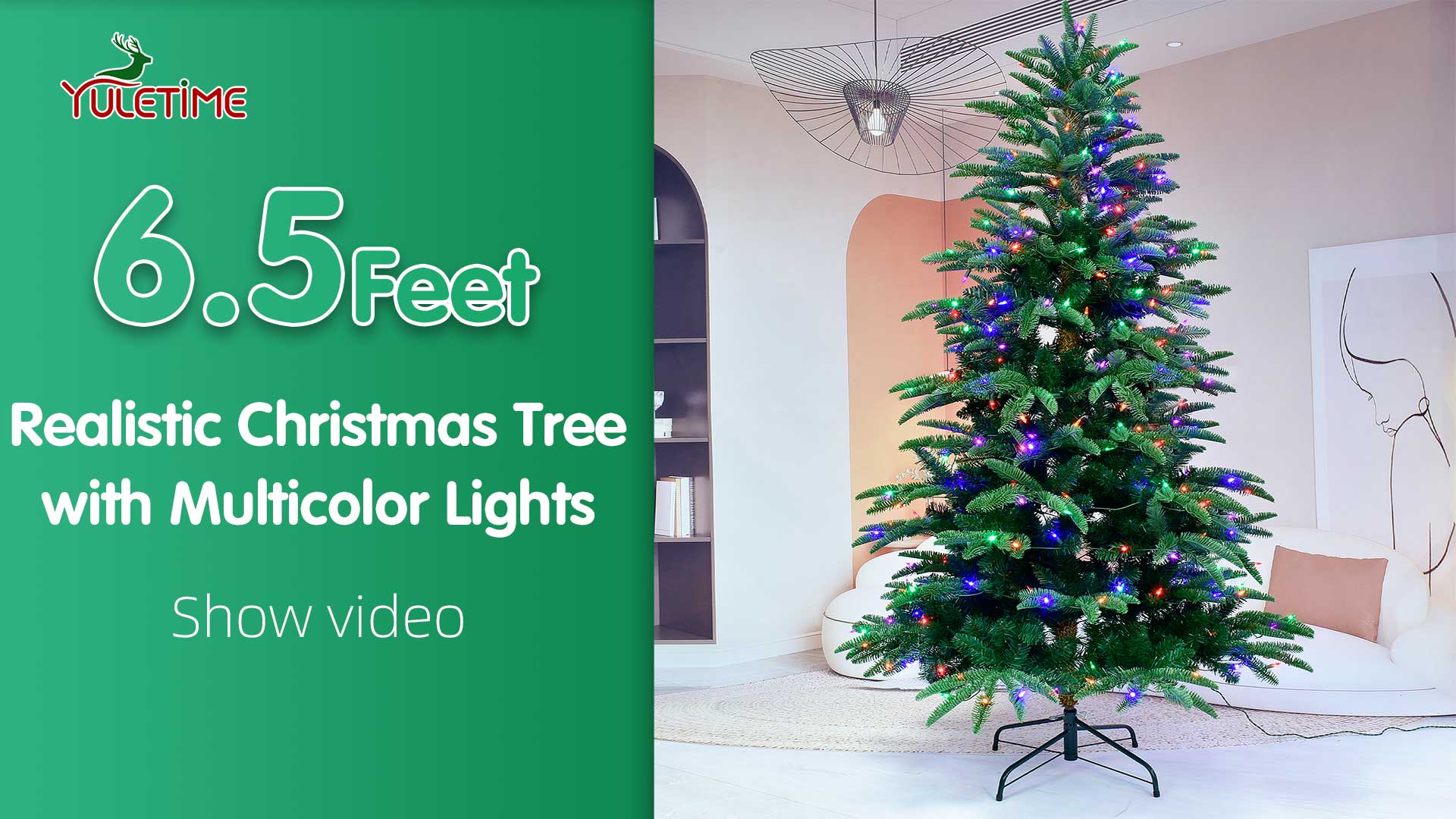 Amazon.com: YULETIME 6.5ft Pre-Lit Christmas Tree, Realistic