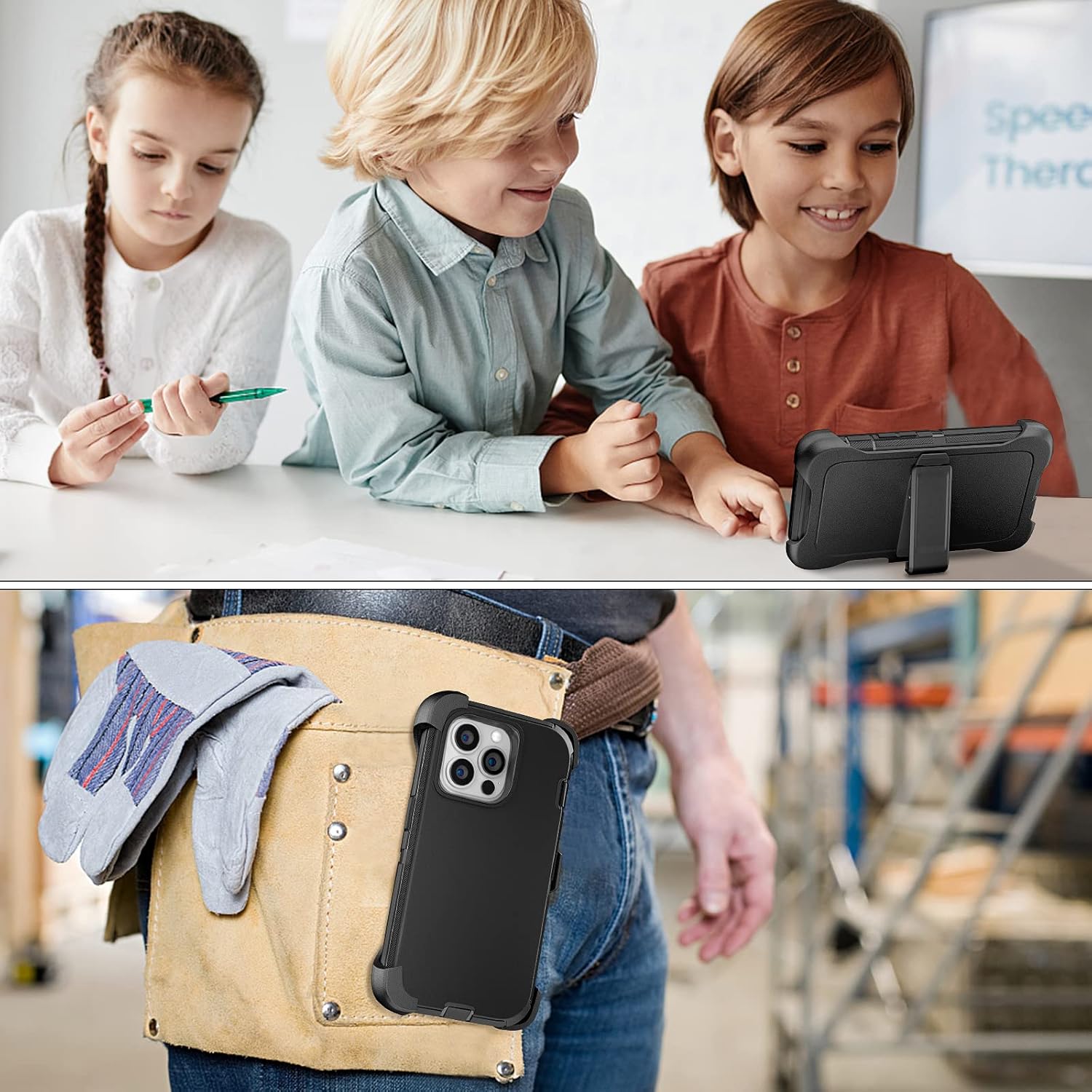 for iPhone 14 Pro Max Case 6.7" with 2 Screen Protector and Belt Clip Holster Kickstand, Heavy Duty Military Grade Full Body Protection Phone Cover (Belt Clip,Black) - Image 6