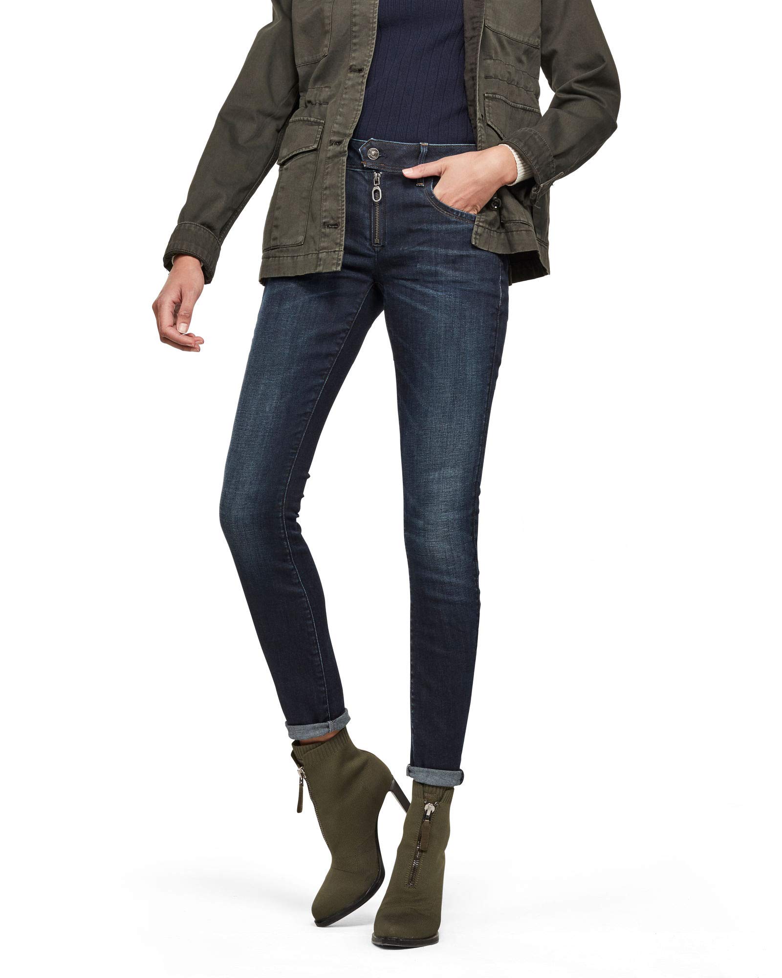 G-STAR RAW Damskie dżinsy Lynn Zipper Mid Waist Skinny