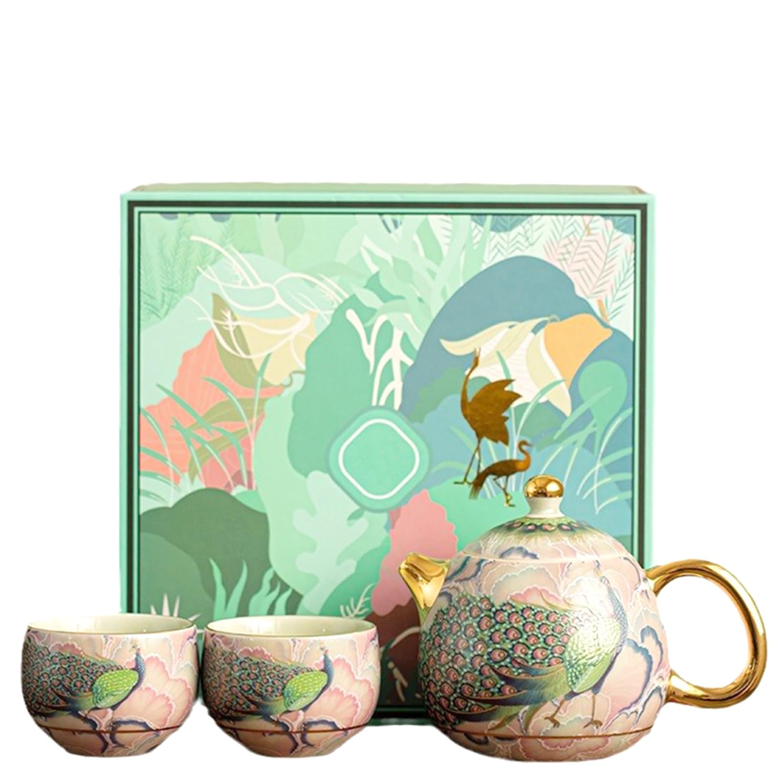 Service à thé en porcelaine paon, set de café céramique européen et tasses adultes