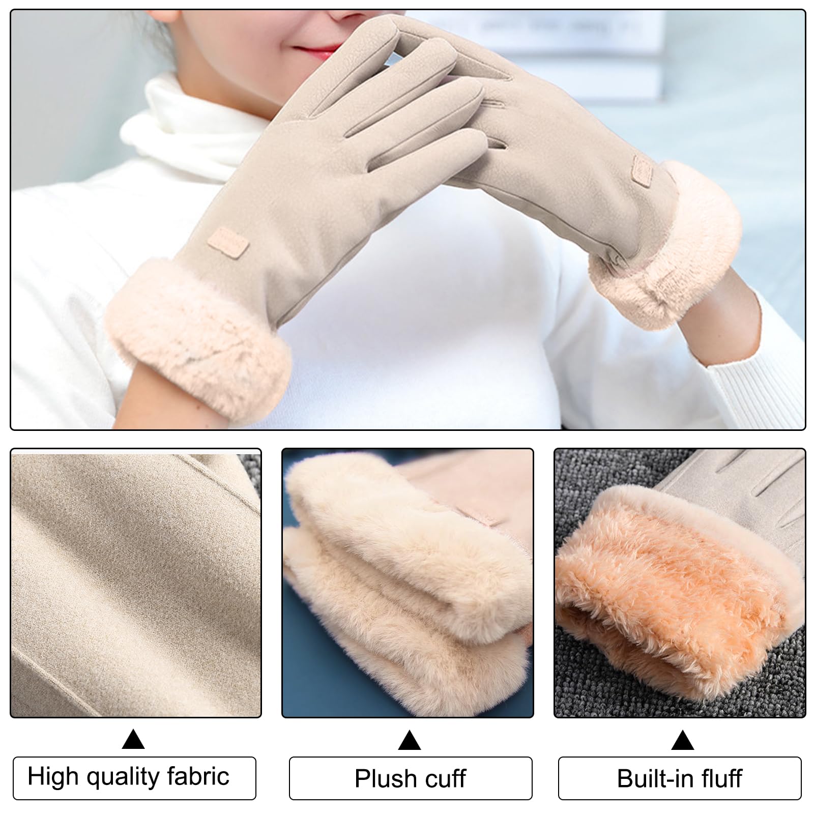 2 Paia Guanti Invernali Donna In Peluche - Touchscreen, Antivento, Caldi, Taglia Unica - Foto 10