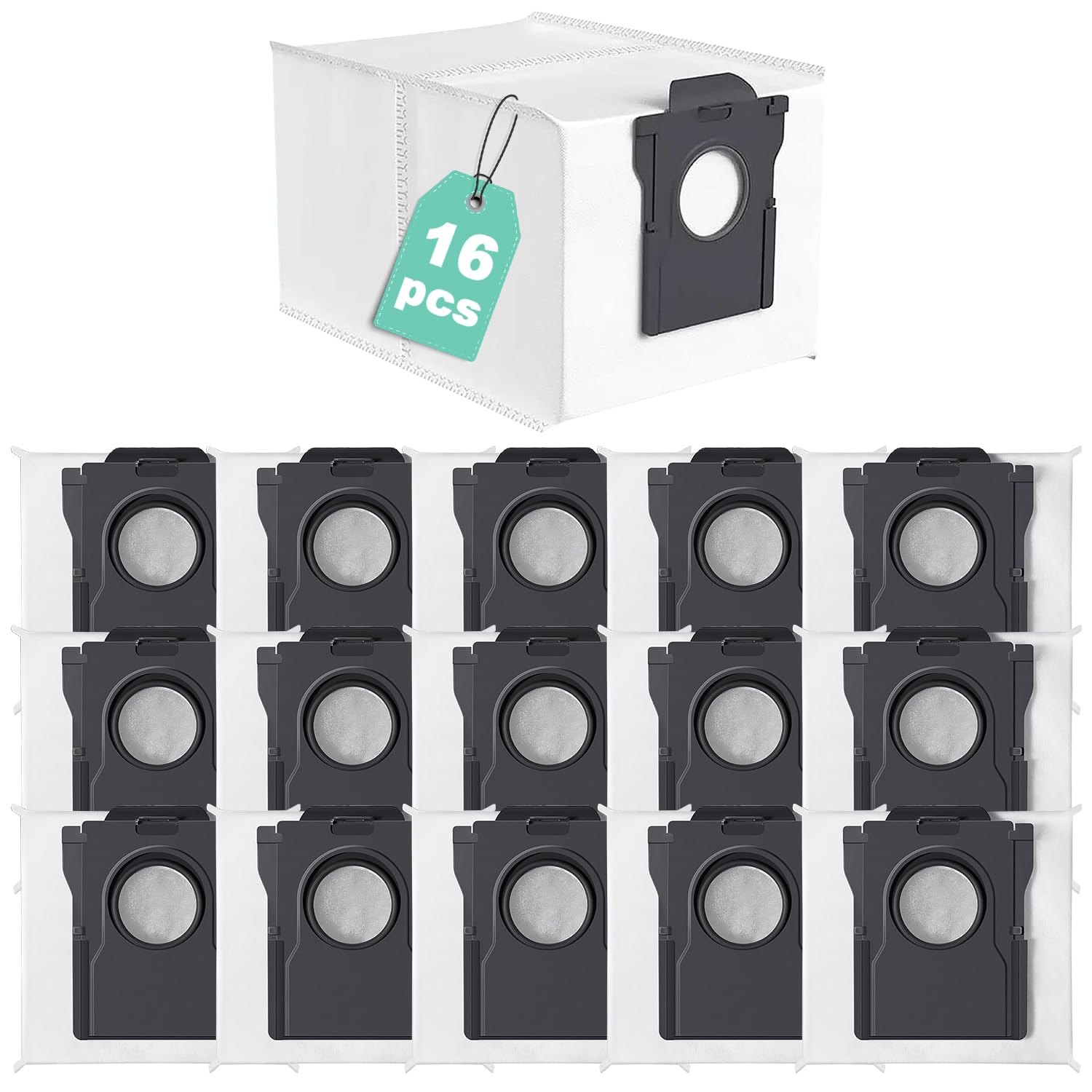 16 sztuk worków na kurz, części zamienne do Dreame X40/X50 Ultra Complete, D20 Pro Plus, L40 Ultra AE/L50/L40s Pro Ultra, L10s Ultra Gen 2/Gen 3, L10s/L20/L40/L50/Aqua10 Ultra, Mova E30/V50