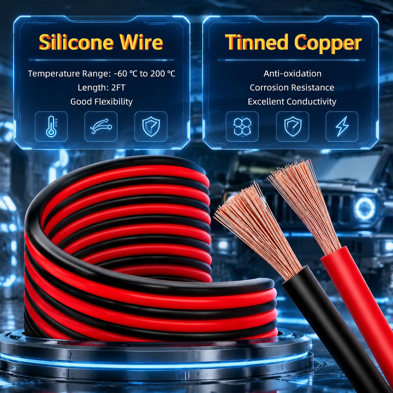 Adaptador de cables de puente de 20 V para Dewalt, cobre morado 8 AWG, abrazaderas grandes, cables de arranque de batería portátil para autos/cortacésped/herramientas, resistente al calor de 200