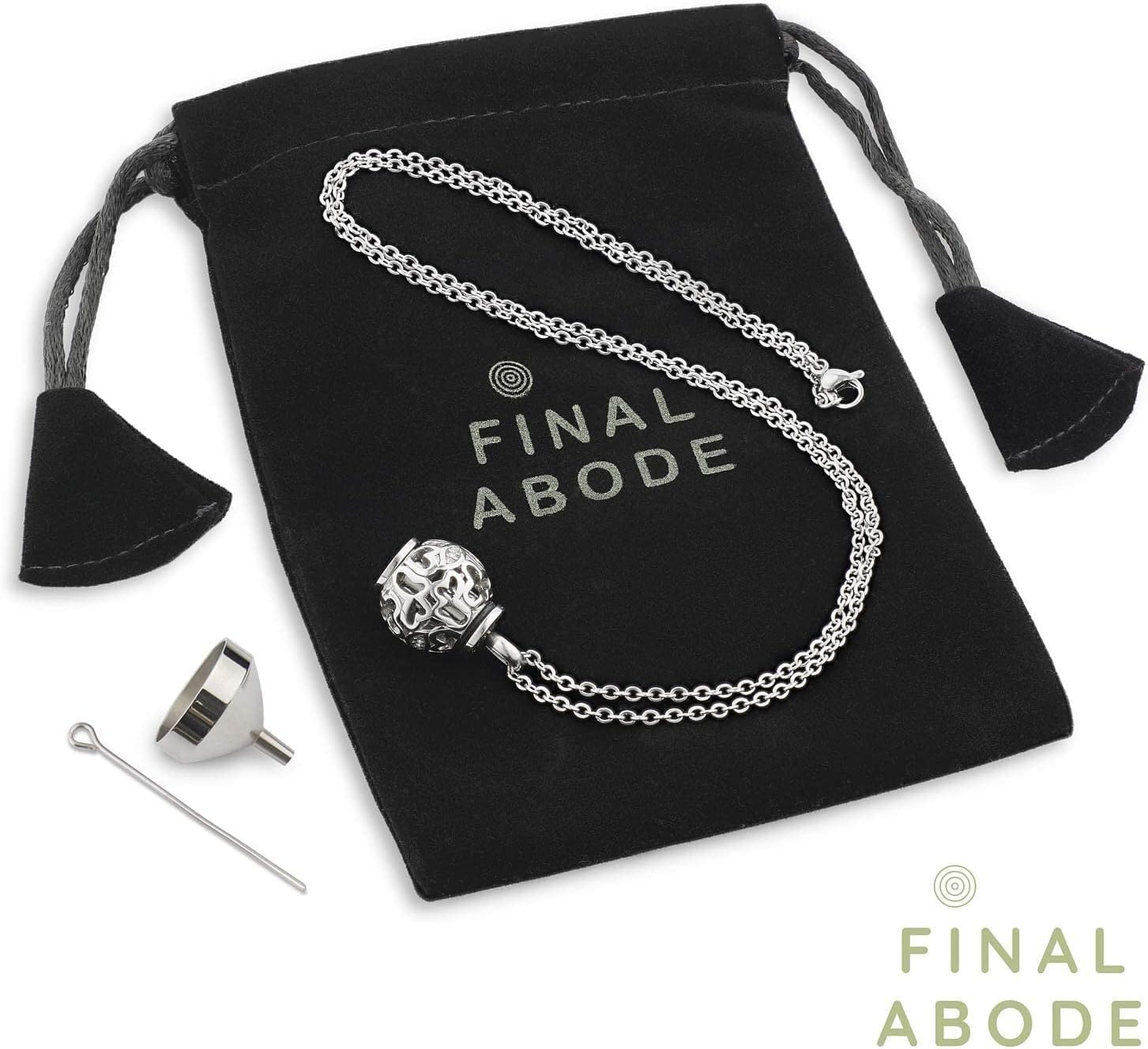 Best Deal Cheap 🛒 Final Abode Cremation Memorial Urn for Ashes and Stainless Steel Pendant Necklace - White Funeral Burial Engravable Urn - Pendant with Chain Engraved - Protective Black Velvet Bag for Transport Authentic Crazy Deals Final Abode Cremation Memorial Urn for Ashes and Stainless Steel Pendant Necklace - White Funeral Burial Engravable Urn - Pendant with Chain Engraved - Protective Black Velvet Bag for Transport